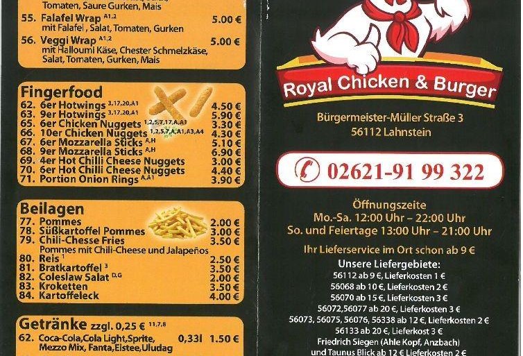 Royal Chicken & Burger Speisekarte | © Nabil Alfrij